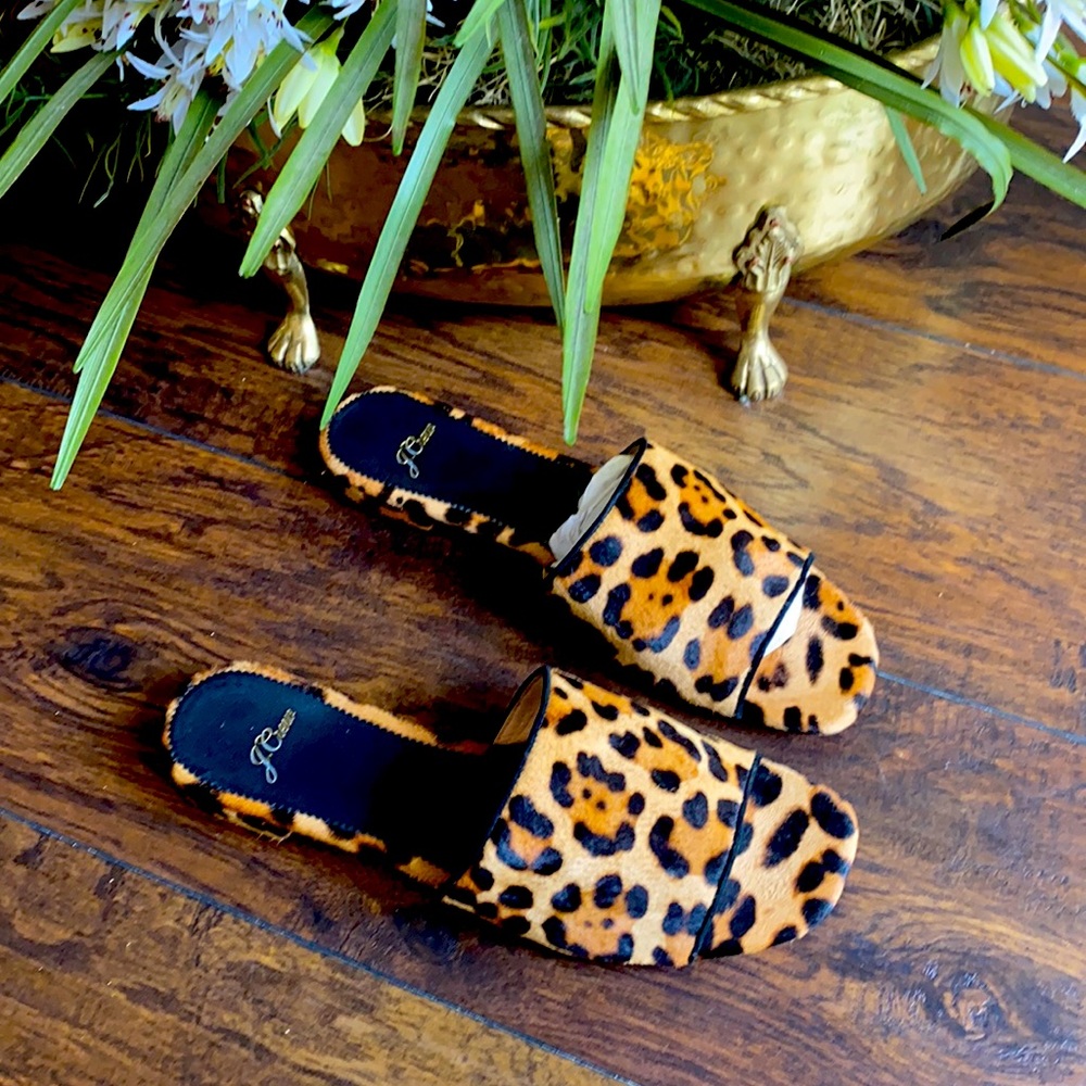 J. Crew fur slides